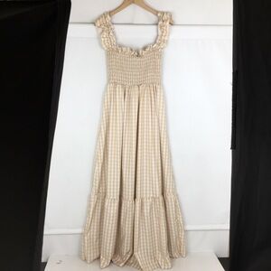 Milk Maid Cottagecore Cream Gingham Maxi Dress Women’s Size L